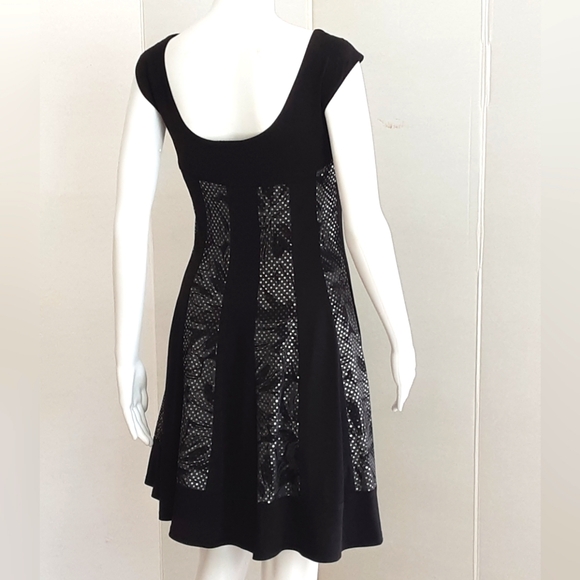 CONNECTED Embellished Silver Polka Dot Cocktail Stretchy Sleeveless Dress Sz 12P - Picture 7 of 12